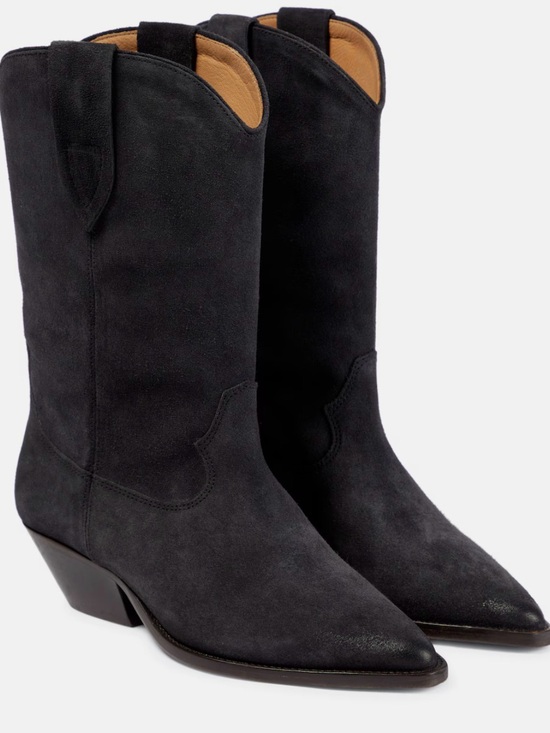 Isabel Marant Shoes - Isabel Marant Women's Black Suede Western Boots - Elegant Pointed Toe